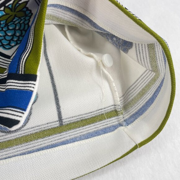 Vintage 70s Novelty Fruit Print Button Up Shirt Blue Cherries Kitsch Womens L XL - Picture 7 of 8